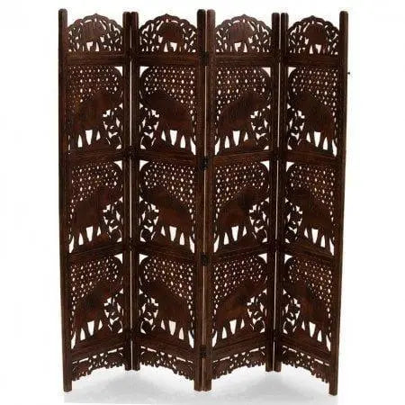 Wooden handicrafts partition for Living Room - Wooden handicrafts Screen Wooden Room Separator Consists of 4 Panels to be Placed in Zig-Zag Position - Ouch Cart