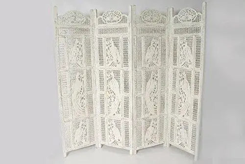 Wood Room Divider Partitions for Living Room 4 Panels - Style Room Separators Screen Panel for Kitchen Wooden Partition Room Divider - Ouch Cart