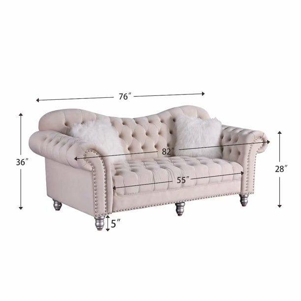 Luxury Classic America Chesterfield Tufted Camel Back Armchair Living Room Sofa, Beige - Ouch Cart