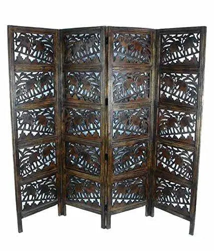 4 panel Wooden Partition | Room dividers | Wooden Room Separators for Living Area - Ouch Cart