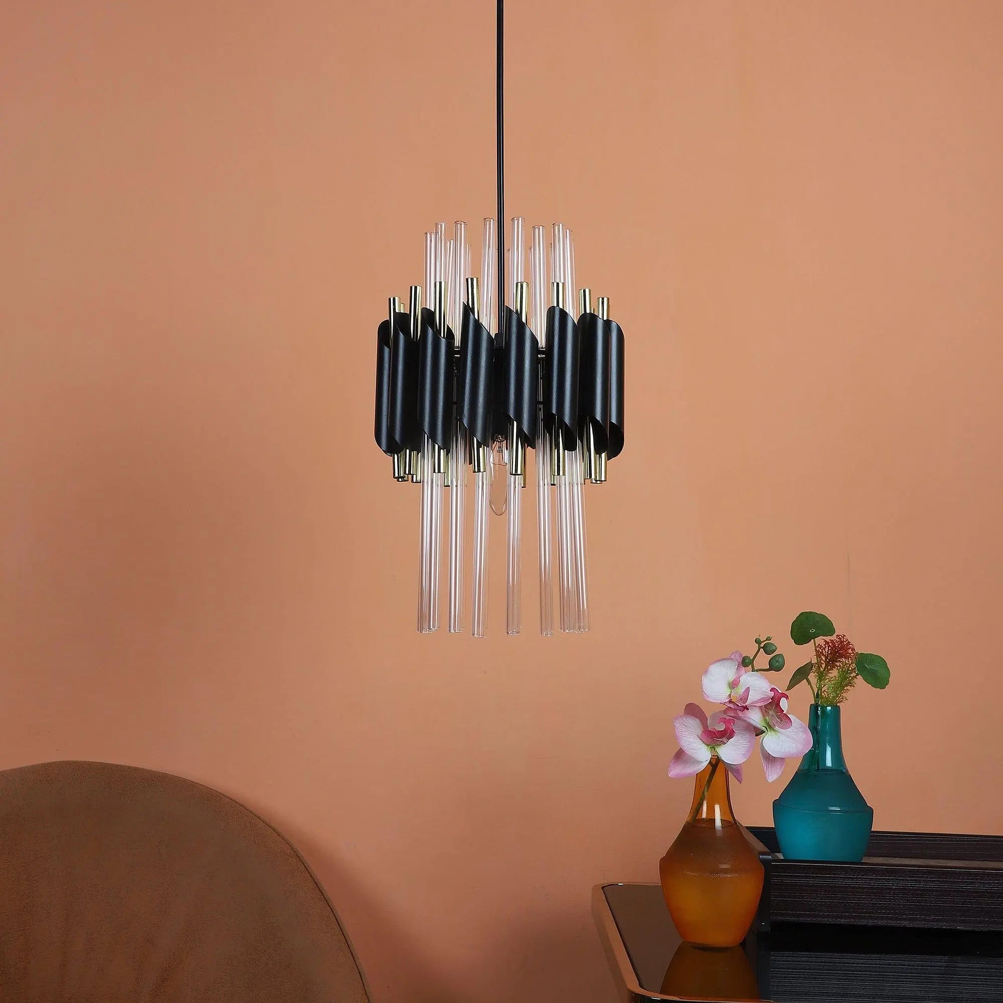 Black and Gold Metal Hanging Light - Ouch Cart