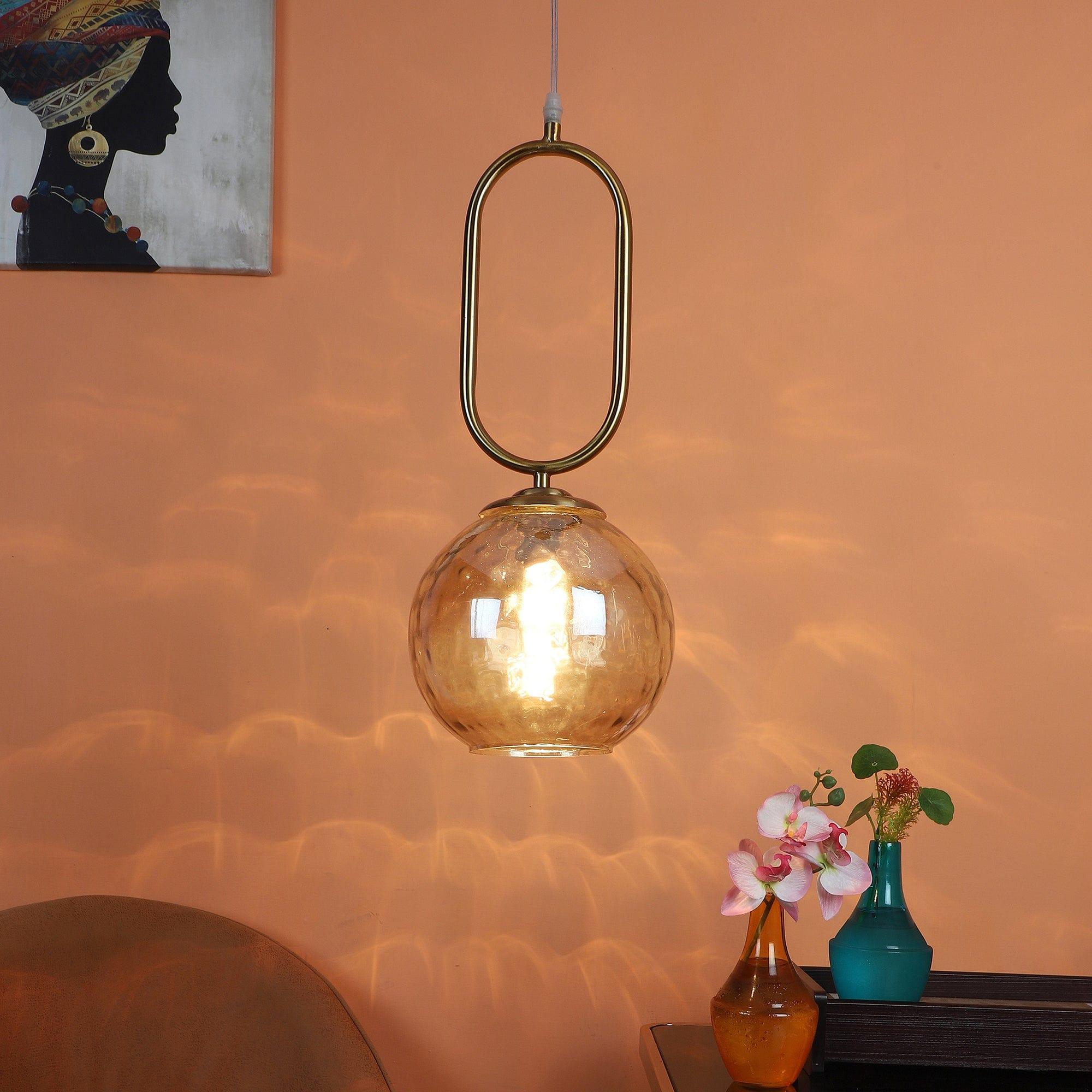 Iron Glass Hanging Lights Gold Finish - Ouch Cart