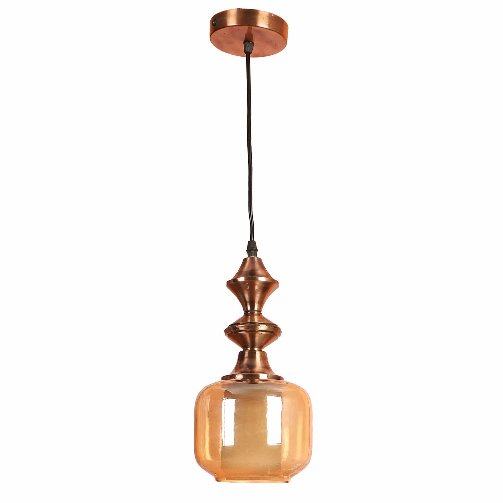 Iron Glass Hanging Lights Copper and Gold Finish - Ouch Cart