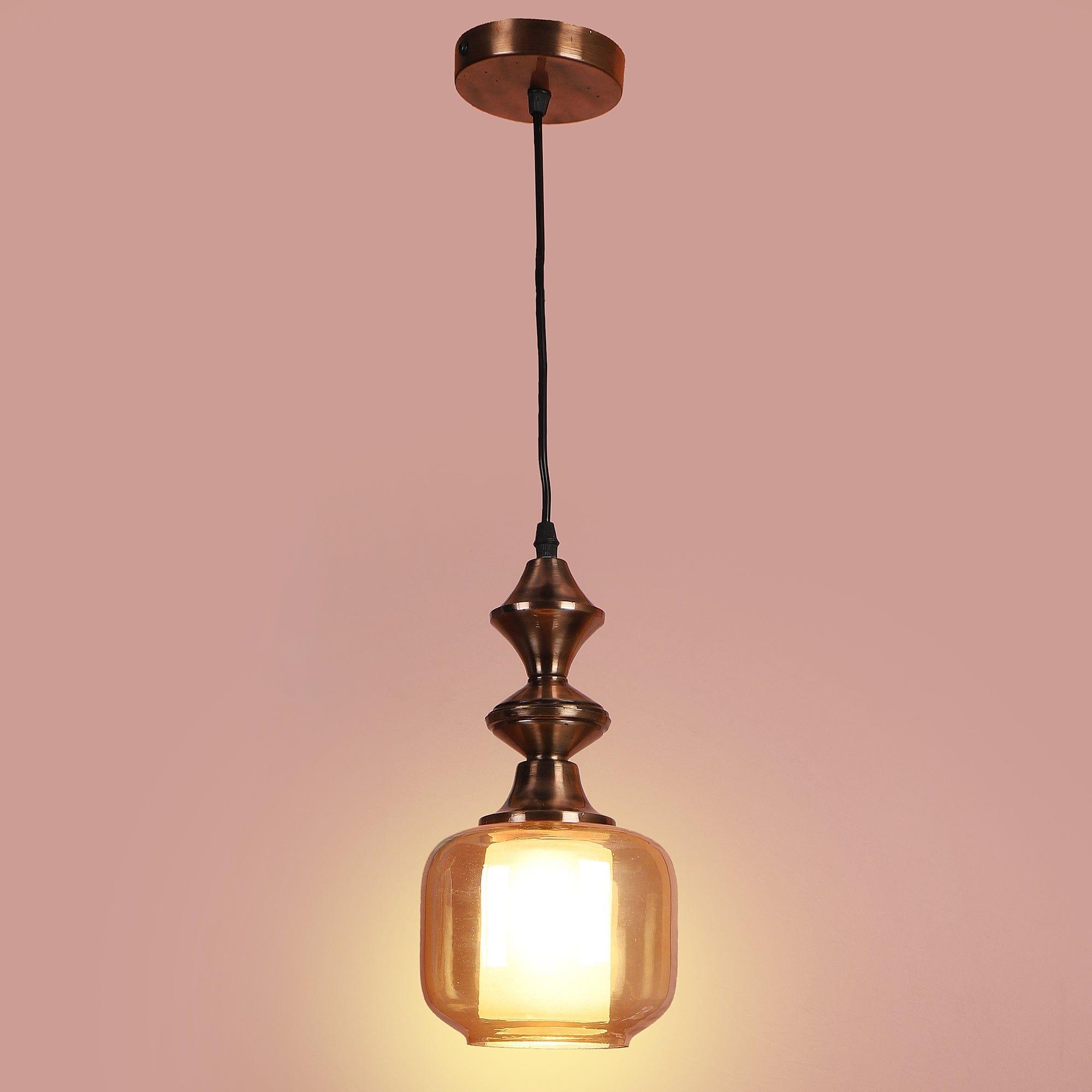 Iron Glass Hanging Lights Copper and Gold Finish - Ouch Cart