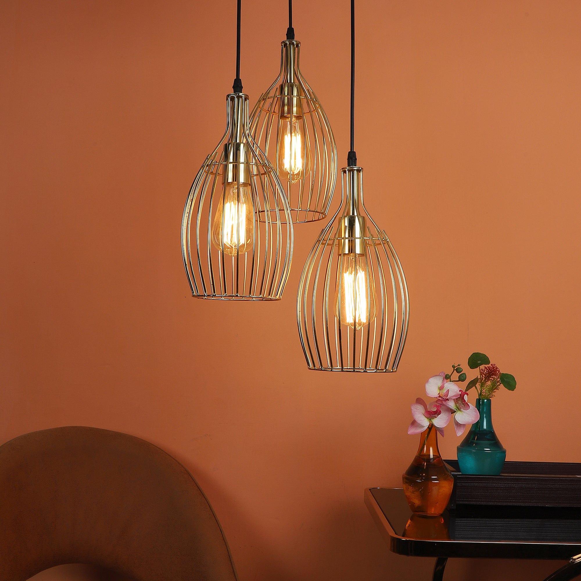 Antique Gold Iron Light Cluster Hanging Lamp - Main Image