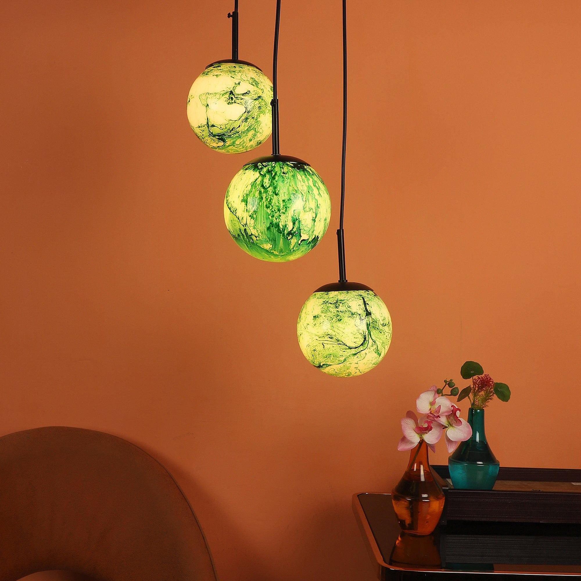 Black And Green 3 Iron Cluster Hanging Light - Ouch Cart