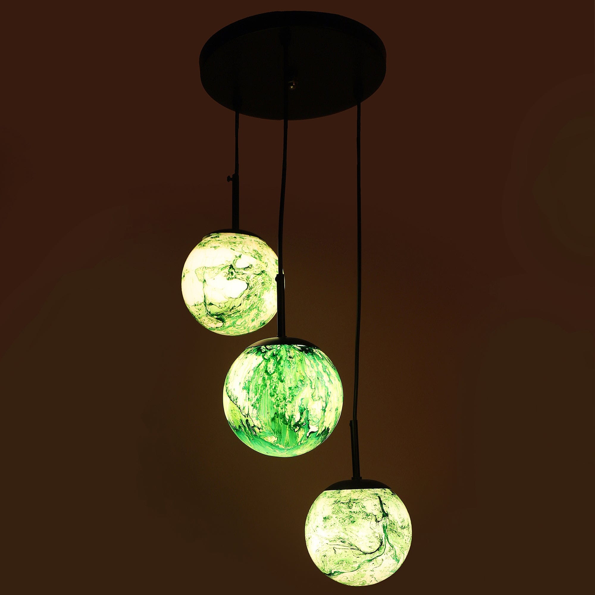 Black And Green 3 Iron Cluster Hanging Light