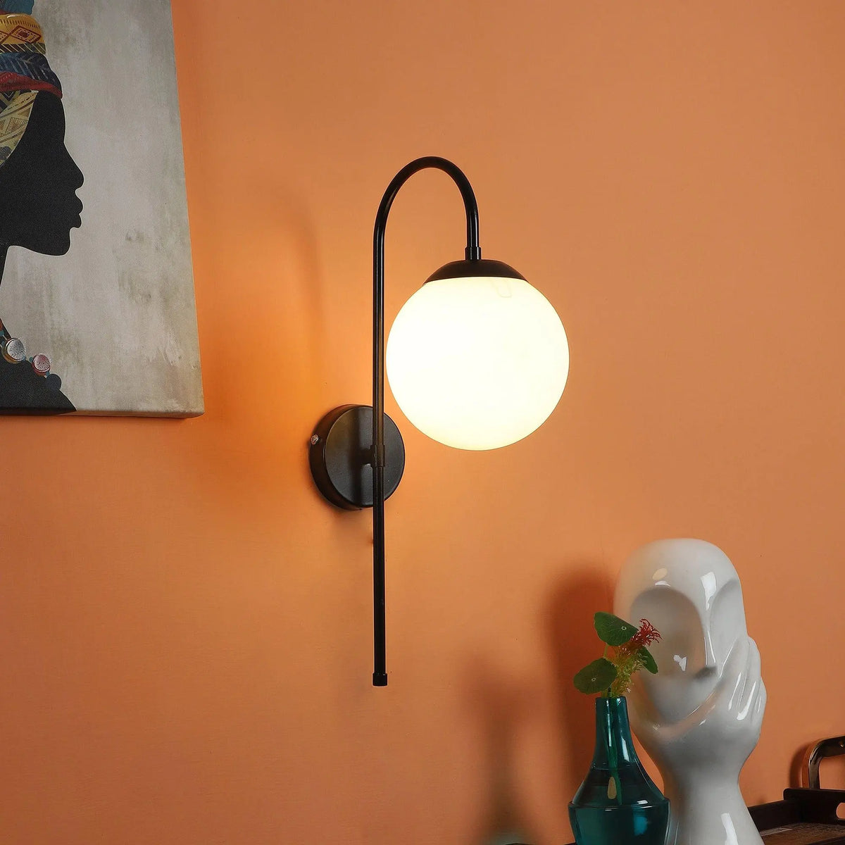 White and Black Iron Wall Light - Ouch Cart