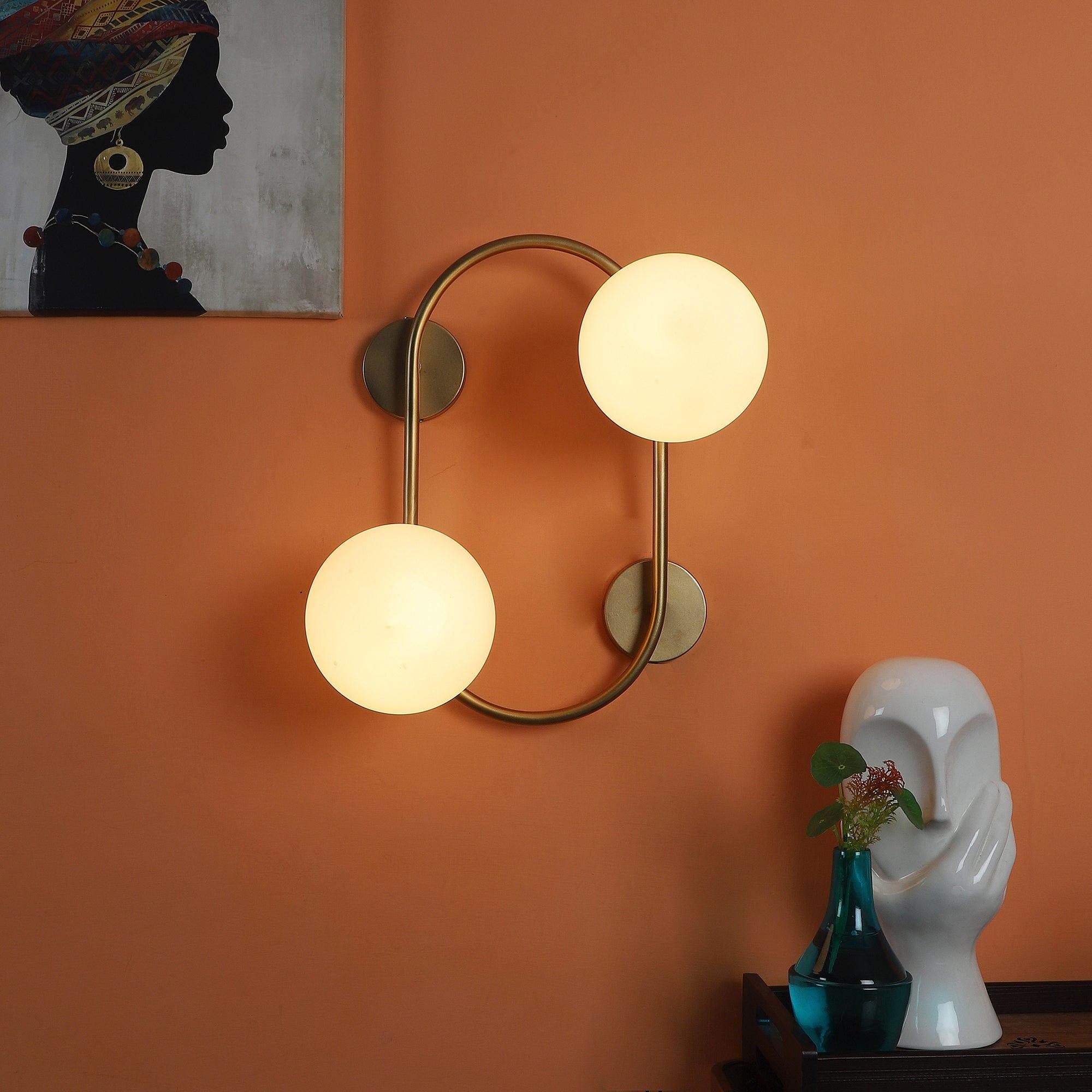 Fusty Gold And White Iron 2 Wall Lights - Ouch Cart