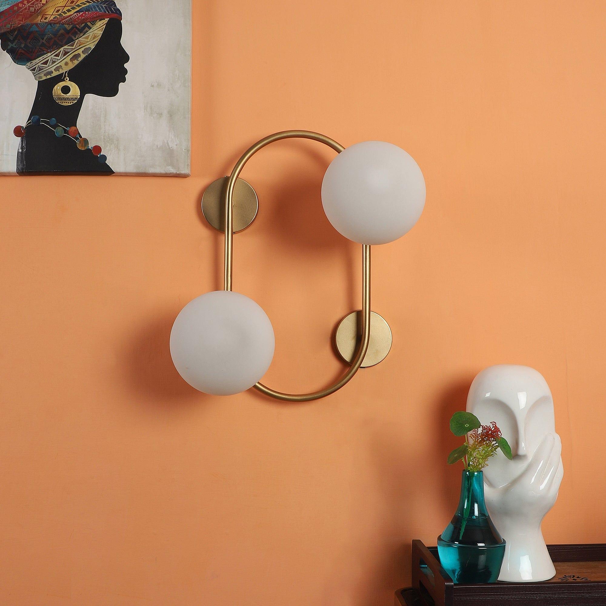 Fusty Gold And White Iron 2 Wall Lights - Ouch Cart