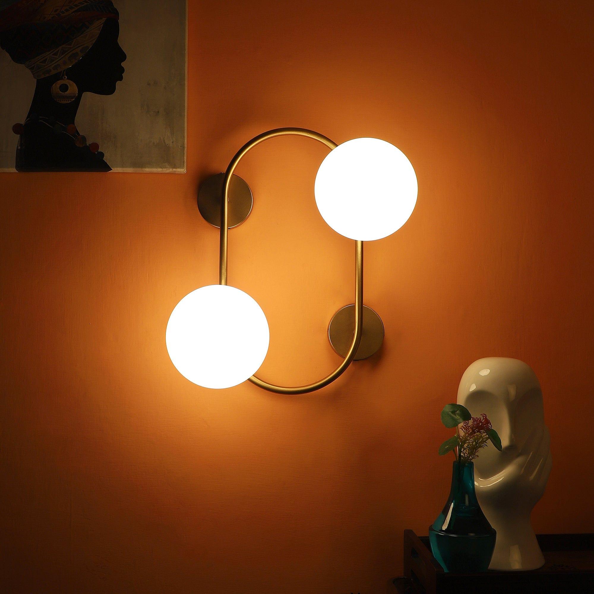 Fusty Gold And White Iron 2 Wall Lights - Ouch Cart