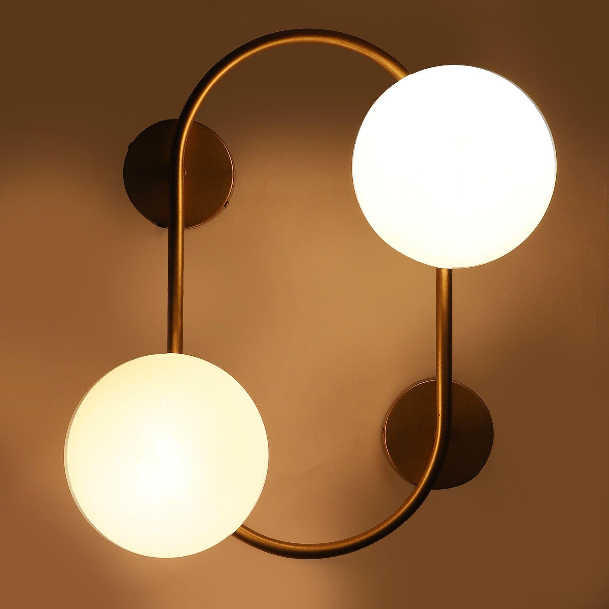 Fusty Gold And White Iron 2 Wall Lights - Ouch Cart