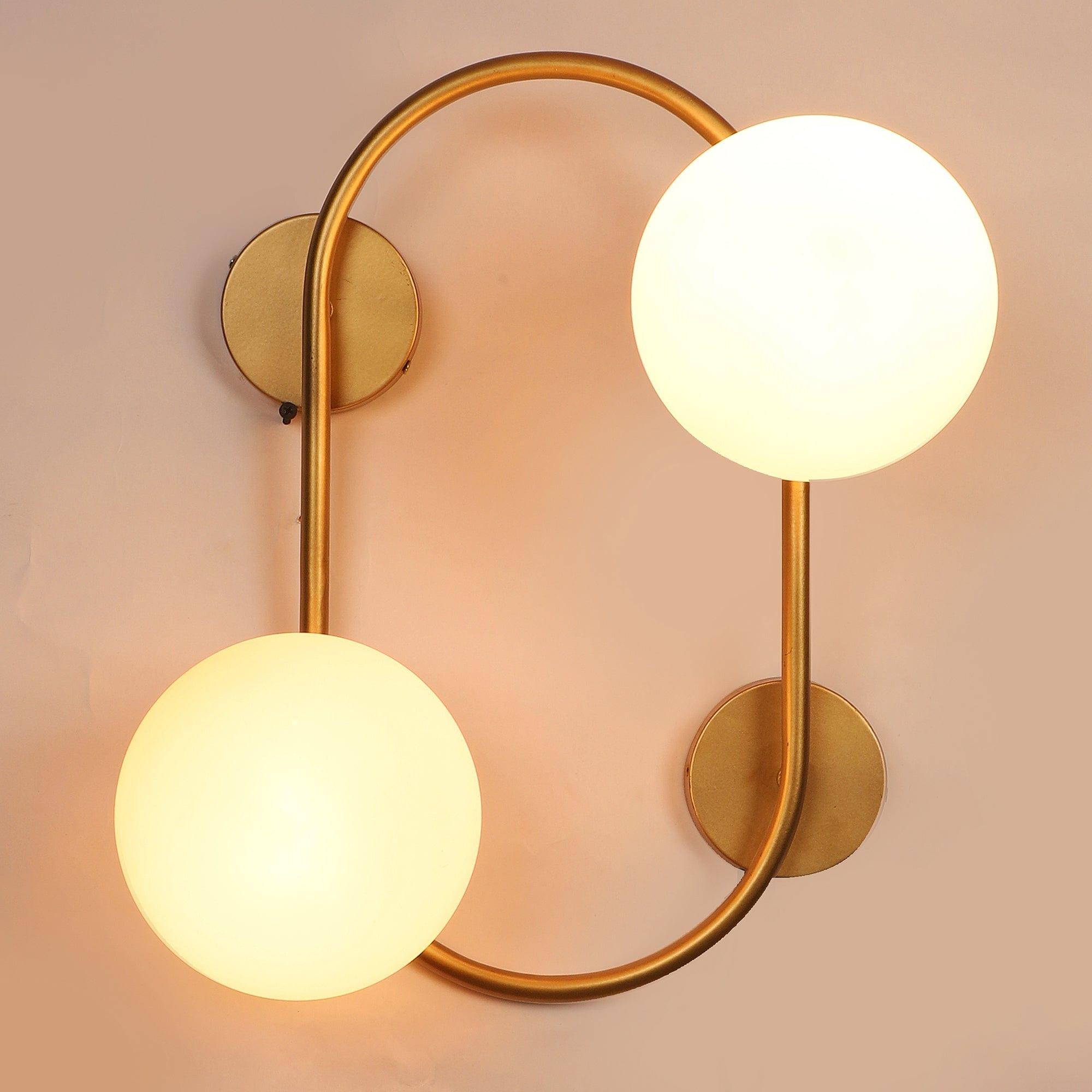 Fusty Gold And White Iron 2 Wall Lights - Ouch Cart