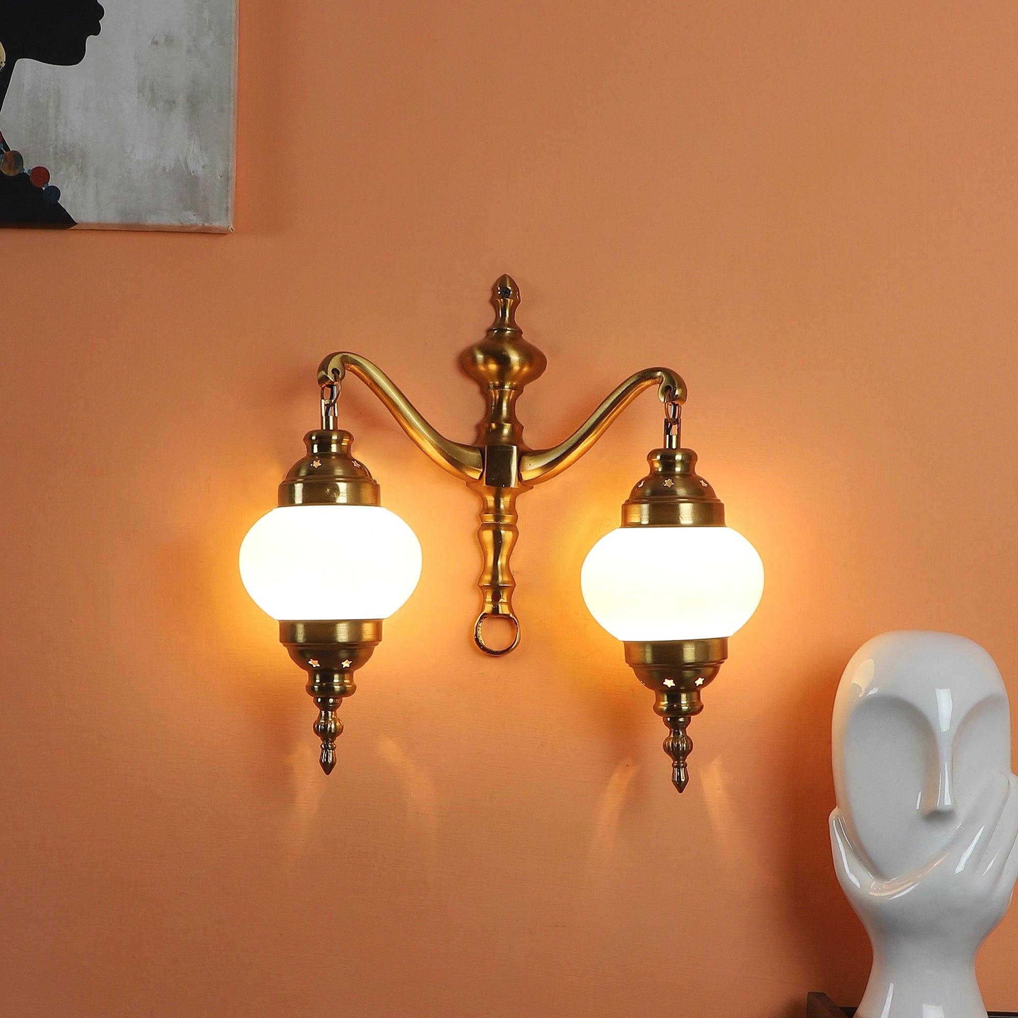 Fusty Aluminium Gold 2 Wall Lights - Ouch Cart