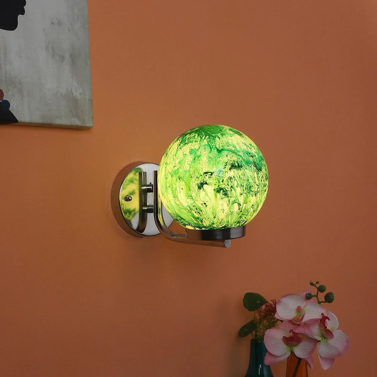 Chrome And Green Iron Wall Lights - Ouch Cart
