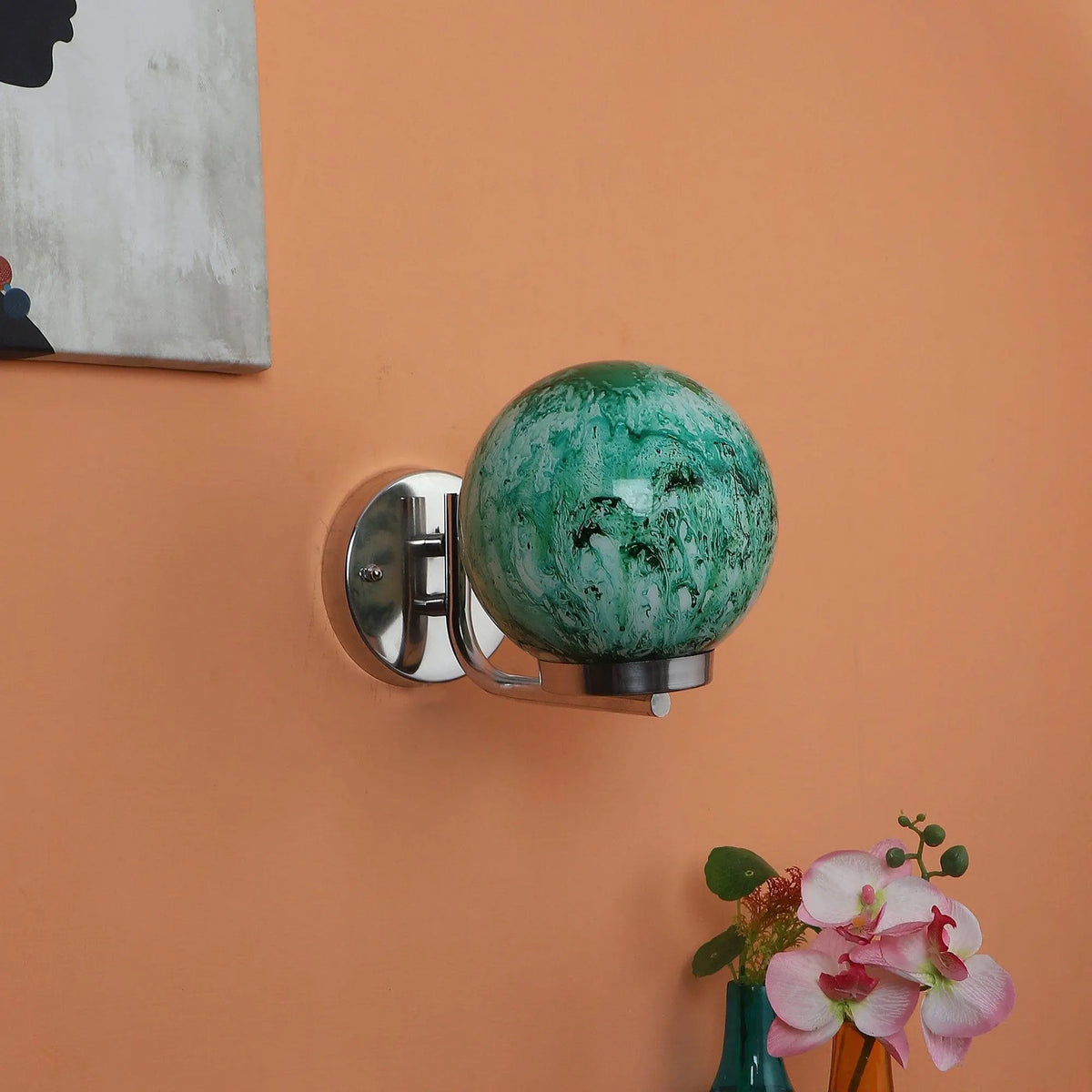 Chrome And Green Iron Wall Lights - Ouch Cart