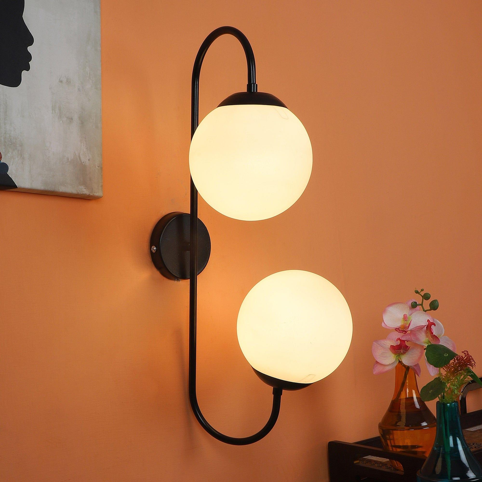 Black And White Iron 2 Wall Lights - Ouch Cart