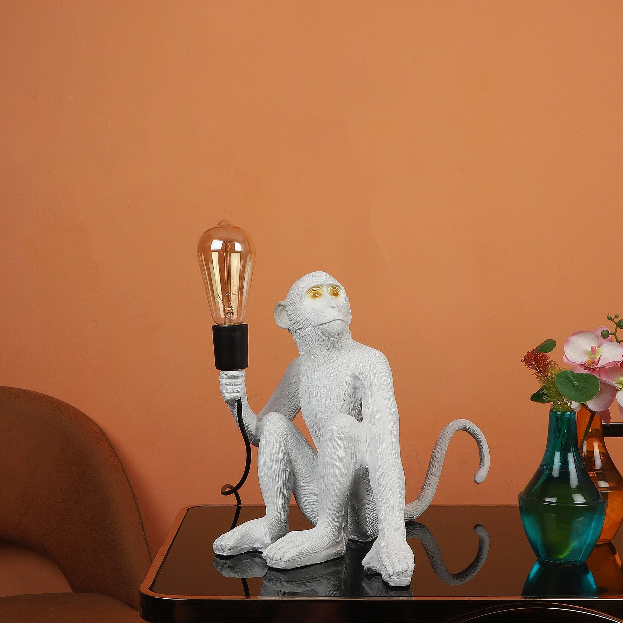 White fiberl Monkey Shape Table Lamp