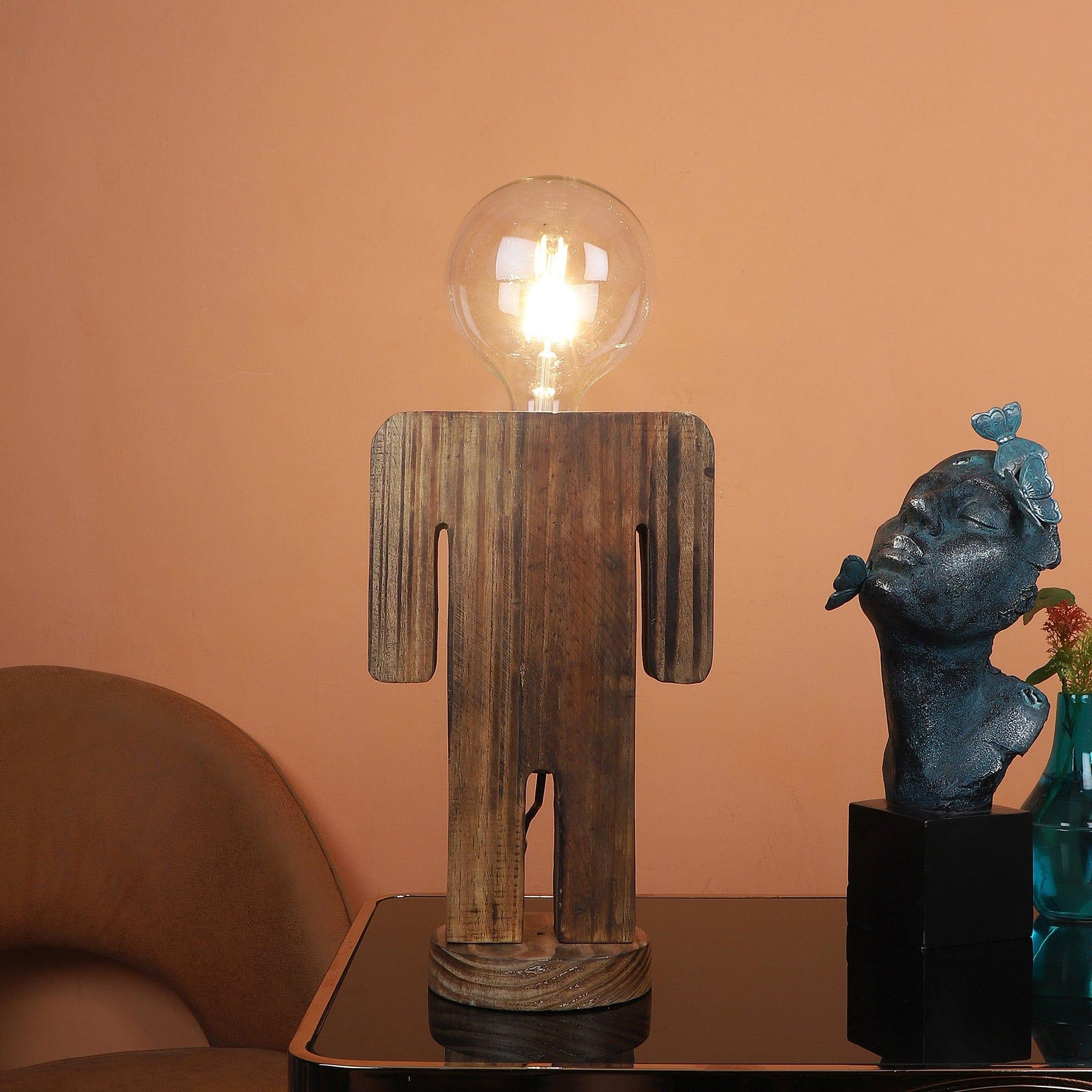 Wooden Table Lamp Natural Wood - Ouch Cart