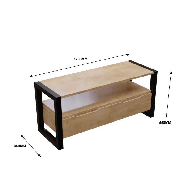 Walton TV Unit with Drawers in Small Size in Wooden Texture - Ouch Cart