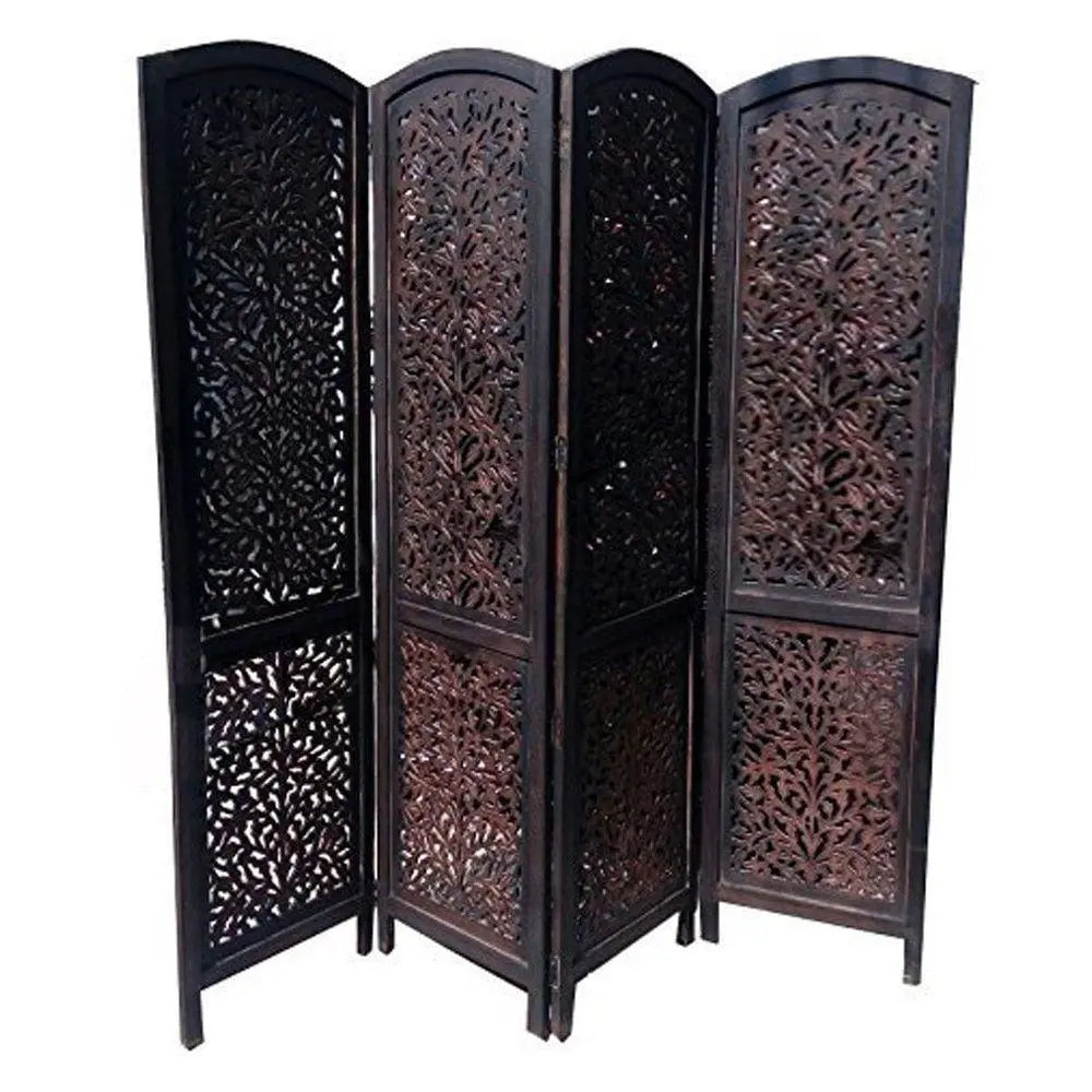 Wooden Room Divider Partitions Screen Separators In Mdf And Mango Wood Kashmiri (4 Panels) Wooden Separator Partition - Ouch Cart