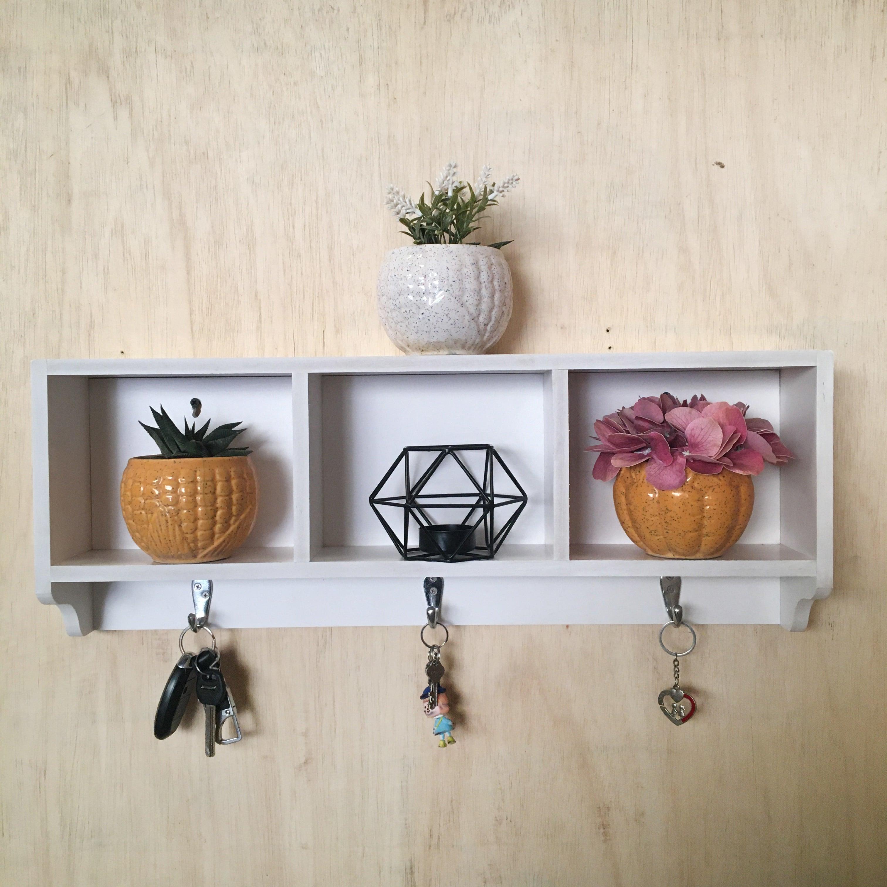 White Utility Three Compartment Shelf With Steel Hanging Hooks By Miza - Ouch Cart