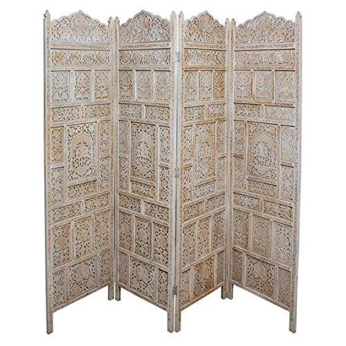 Wooden Handicrafts Partitions Wood Room Divider Partition for Living Room 4 Panels - Wooden Partition Room Dividers for Home & Kitchen Office - Ouch Cart