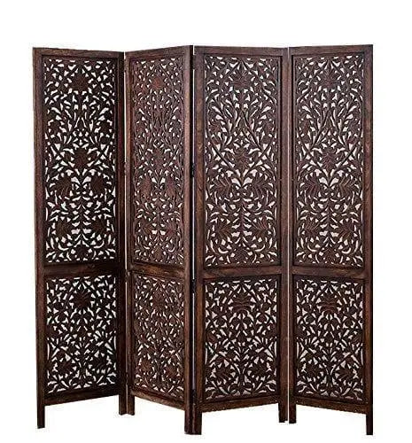 4 Panel Partitions Wood Room Divider Partitions for Living Room 4 Panels - Style Room Separators Screen Panel for Kitchen Wooden Partition Room Divider - Ouch Cart