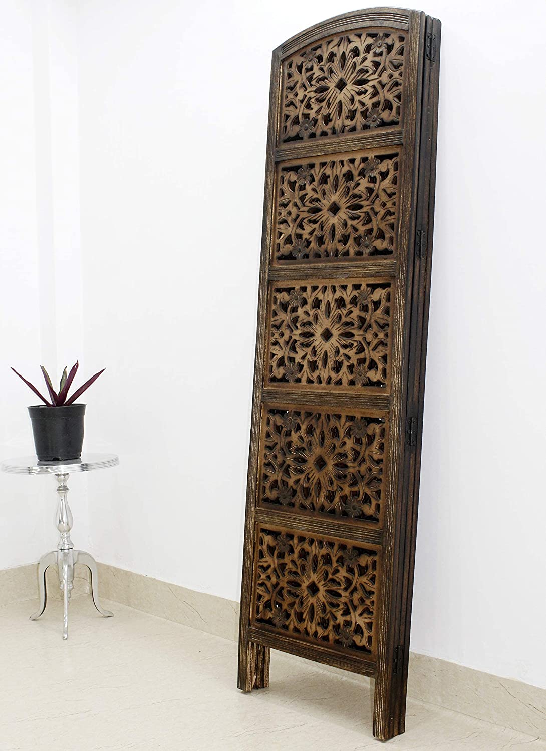 4 panel Wooden Partition Wooden Handcrafted Partition Room Divider Separator for Living Room Office Partition Screen Room Divider Wood Partitions for Home Kitchen & Office