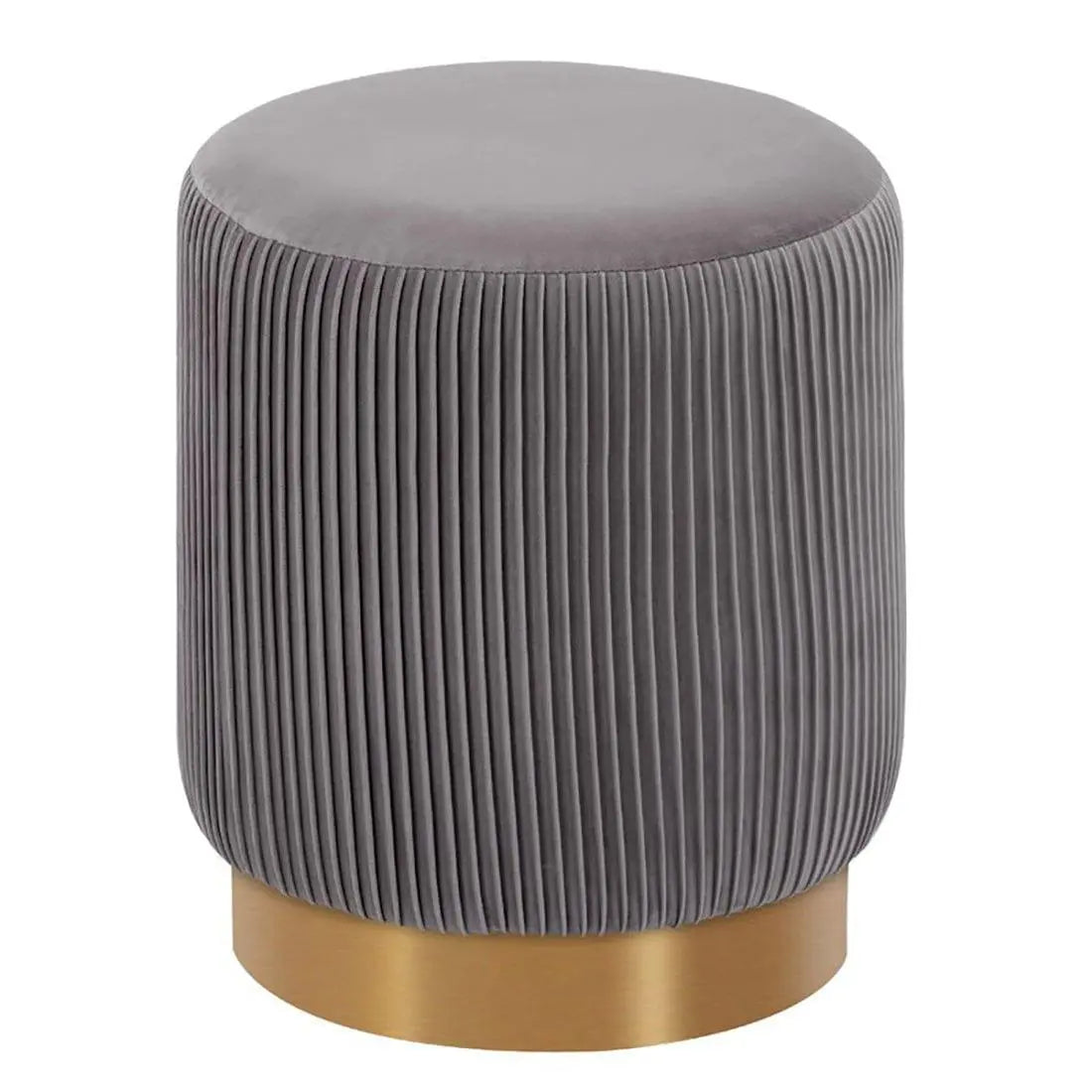 DOE BUCK ROUND VELVET GOLD OTTAMAN/POUFEE IN GREY - Ouch Cart
