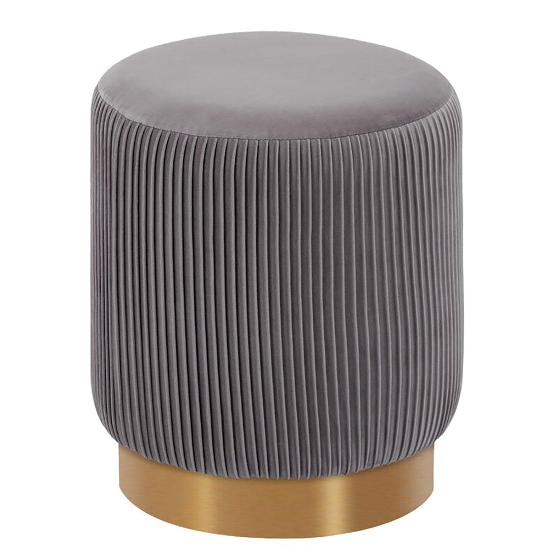 DOE BUCK ROUND VELVET GOLD OTTAMAN/POUFEE IN GREY - Ouch Cart