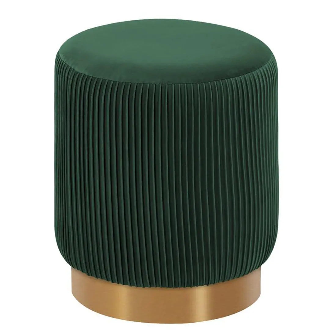 DOE BUCK ROUND VELVET GOLD OTTAMAN/POUFEE IN GREEN - Ouch Cart