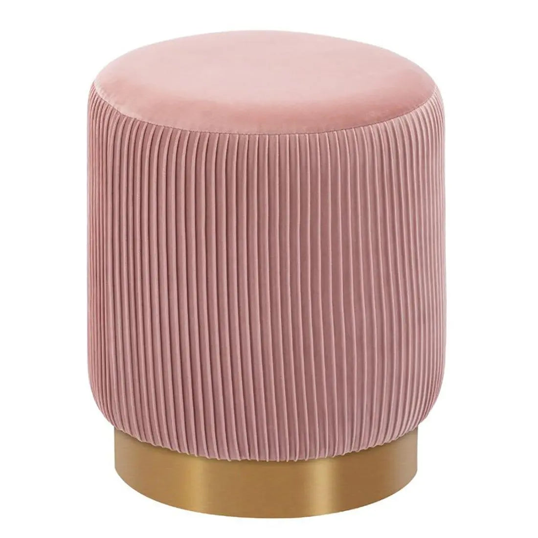 DOE BUCK ROUND VELVET GOLD OTTAMAN/POUFEE IN LIGHT PINK - Ouch Cart