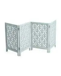 Small Size Wooden Partition 4 Panel Screen Divider for Home & Office - Ouch Cart