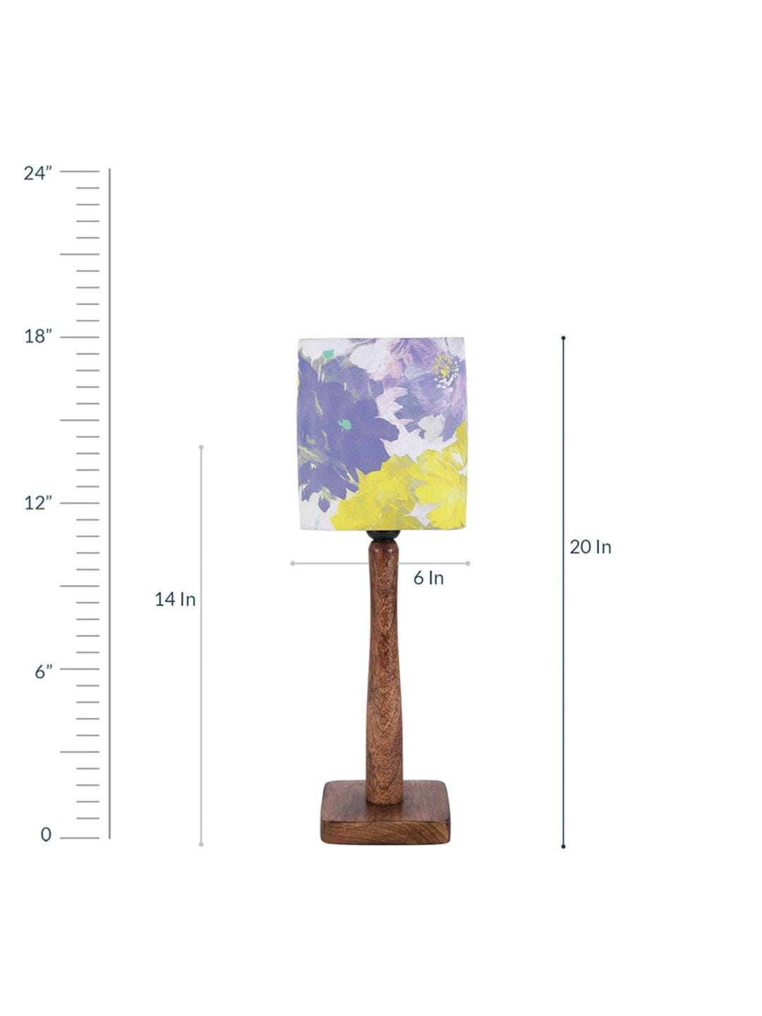 Purple Flowers Wooden Lamp