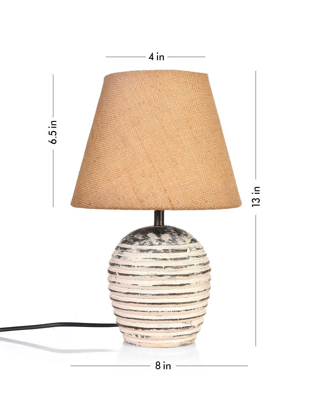 Striped Wooden White Lamp with Brown Jute Shade - Ouch Cart