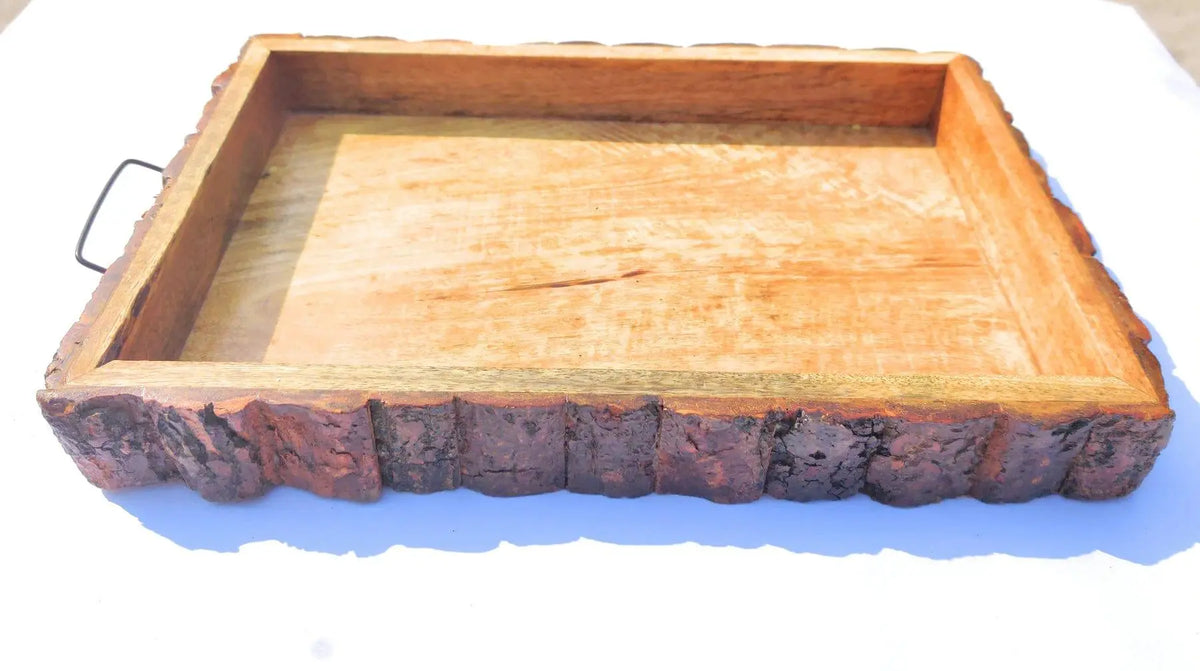 WOODEN HANDMADE BARK SERVING TRAY - Ouch Cart