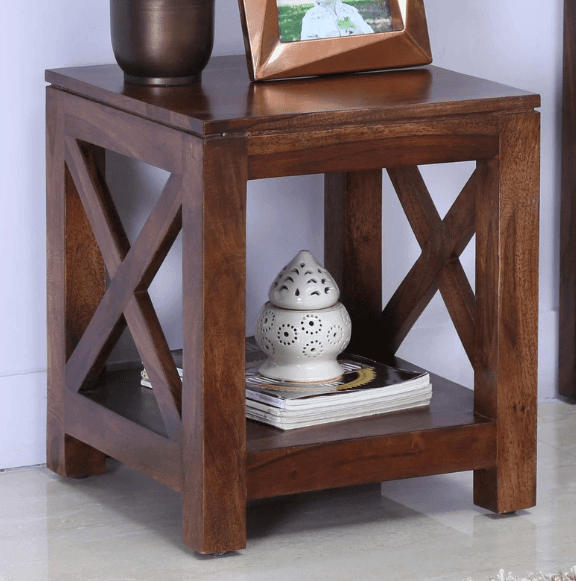 Sheesham Wood Bedside Table for Bedroom | Wooden Side End Table - Ouch Cart