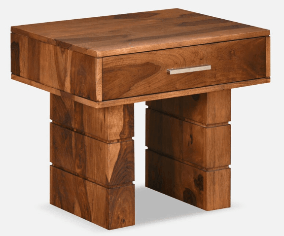 Sheesham Wood Bedside Table with Drawer Storage Night Stand Table for Bedroom - Ouch Cart