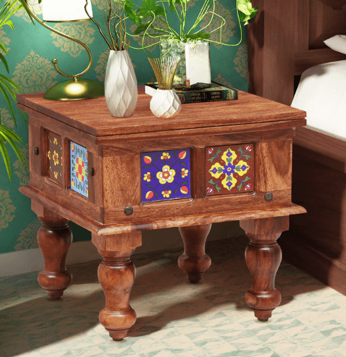 Wooden Brown Sheesham Wood Bedside Table, For Home - Ouch Cart