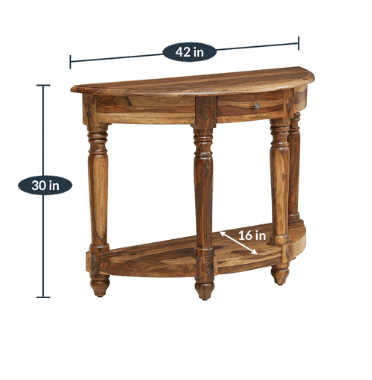 Half Moon Beautiful Design Sheesham Wood console table With Drawer - Ouch Cart