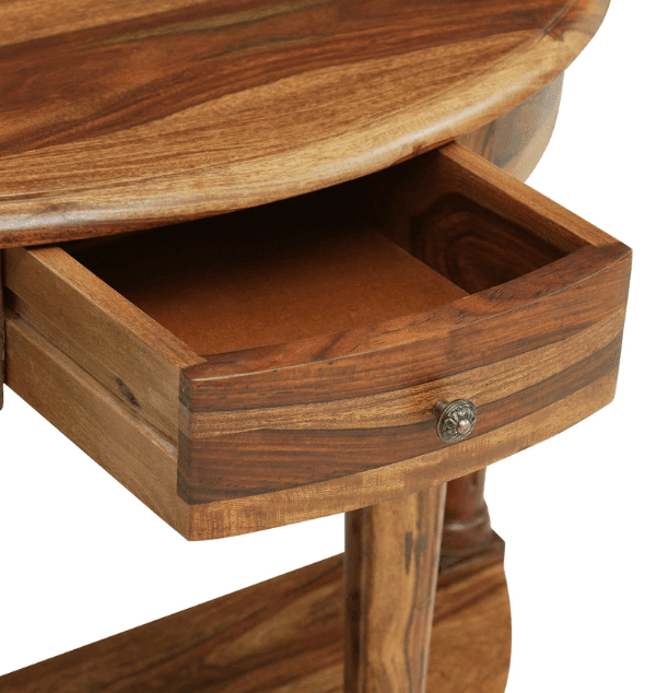 Half Moon Beautiful Design Sheesham Wood console table With Drawer - Ouch Cart