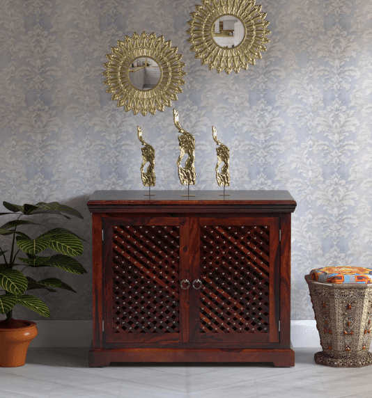 Beautiful Double Door Sheesham Wood console table - Ouch Cart