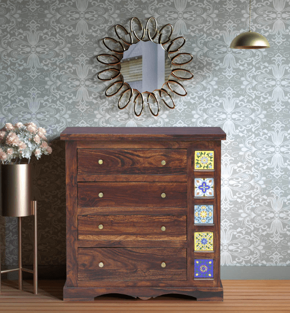 Sheesham Wood console table With chest of drawers - Ouch Cart