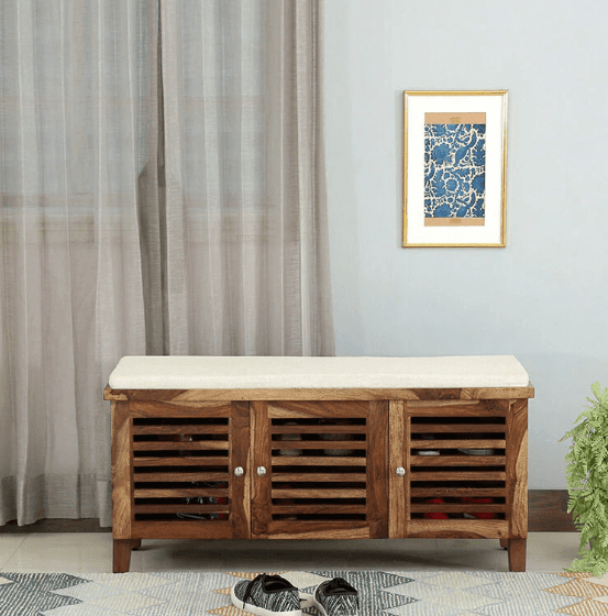 Buy Shoe Rack Online in India | Shoe Rack with Seating | Shoe Rack with Storage Online | Wooden Shoe Rack in India