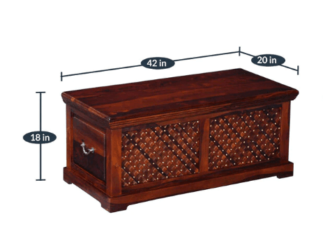 Wooden Trunk Living Room Storage Box Pure sheesham Wood - Ouch Cart