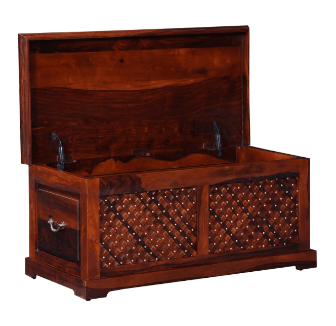 Wooden Trunk Living Room Storage Box Pure sheesham Wood - Ouch Cart