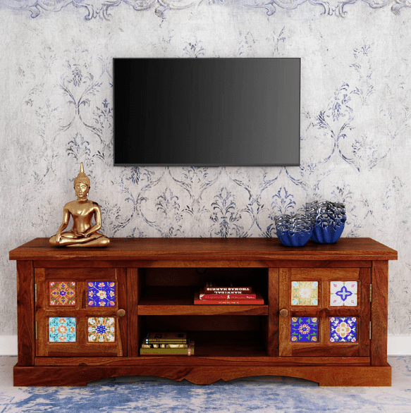 Sheesham Wood TV cabinet Holder - Ouch Cart