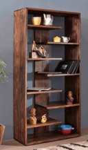 Sheesham Wood Open Bookshelf for Study Room In (Natural Finish) - Ouch Cart