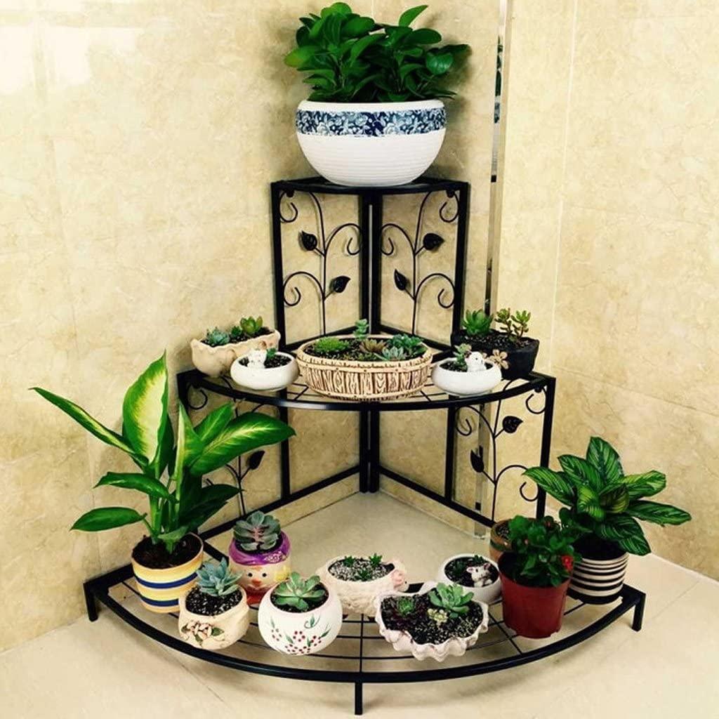 3 Tier Plant Stand Floral Corner Shelf Metal Flower Pot - Ouch Cart